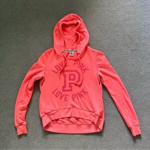 VS PINK Orange Slouchy Pullover Hoodie, Size Small